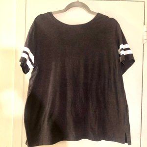 Dark Grey Stripe Sleeve Tee